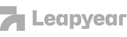 Leapyear company logo in gray text with a stylized geometric icon.